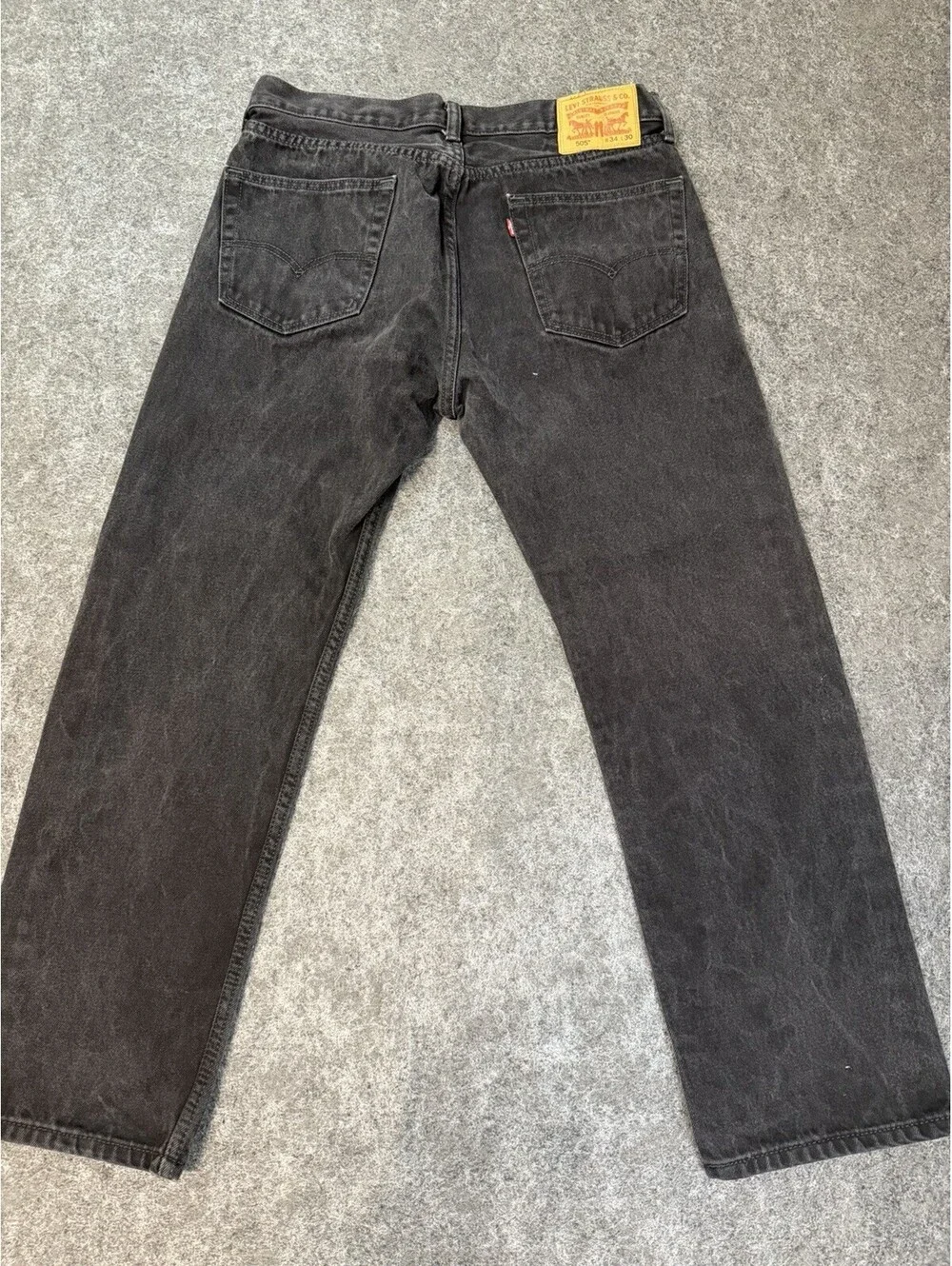Levis 505 Regular Fit Jeans Mens 34x30 Black Faded Straight Leg Denim